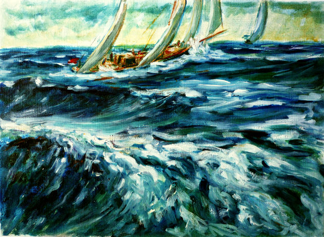 Sobre las olas Oil Paper Marine Painting