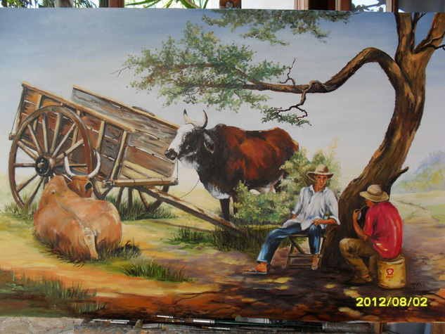 Compañeros al descanzo Oil Canvas Landscaping