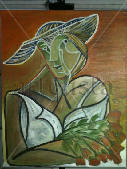 La Chica de Campo con flores Oil Canvas Figure Painting