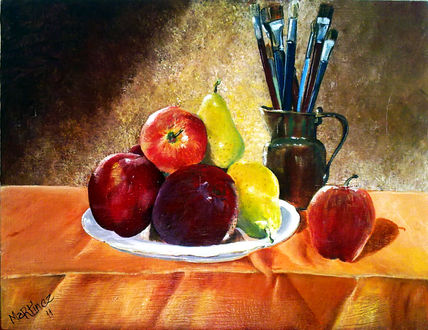 Frutas con pinceles
