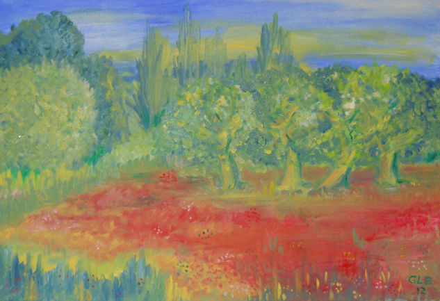 ARBOLES Y AMAPOLAS Oil Canvas Landscaping