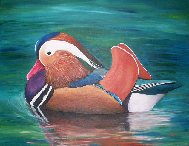 Pato Mandarín Acrylic Canvas Animals