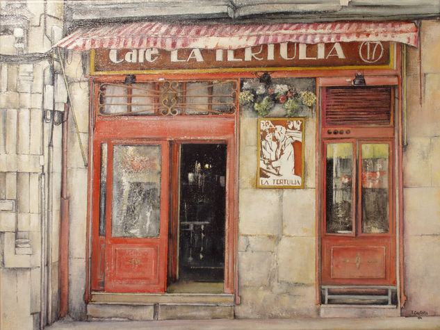 Cafe la Tertulia-Santander Oil Canvas Landscaping