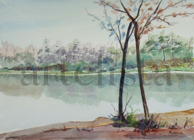 En el río Watercolour Paper Landscaping