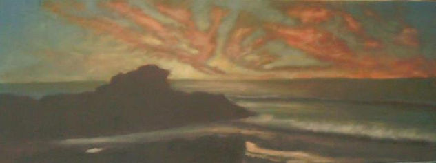 atardecer playa de los gringos, Kiko Parada, constitucion, chile.- Acrylic Canvas Marine Painting