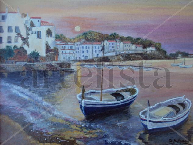 ATARDECER EN LA PLAYA Oil Canvas Marine Painting