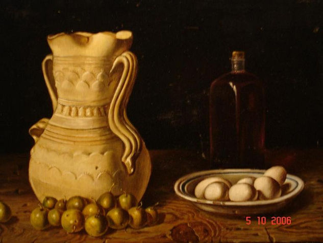 BODEGON CON JARRA Oil Canvas Still Life Paintings