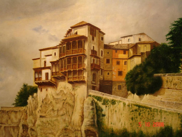 CASAS COLGADAS Óleo Tabla Paisaje