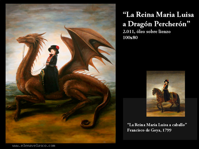 La reina Maria Luisa a Dragon Percherón Oil Canvas Figure Painting