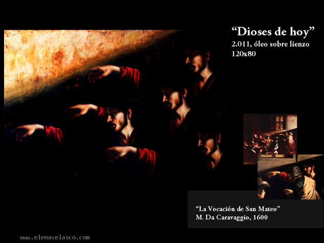 Dioses de Hoy Oil Panel Figure Painting