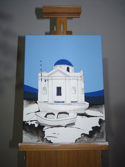 Iglesia con bote Mixed media Canvas Others