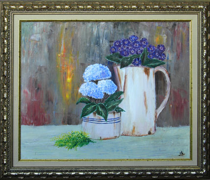 Violetas y hortensias