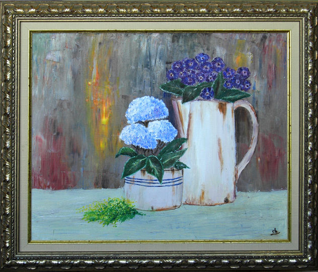 Violetas y hortensias