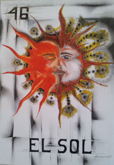 EL SOL "LOTERIA" Mixed media Card Figure Painting