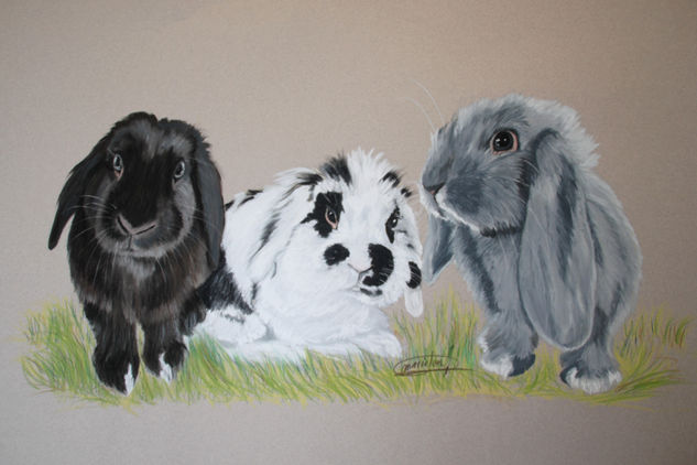 Tres Conejitos Pastel Papel Animales