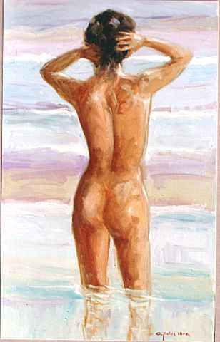 Desnudo en la playa Oil Canvas Figure Painting
