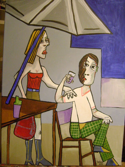 Noche en Palermo Soho (Homenaje a Picasso) Acrylic Canvas Figure Painting