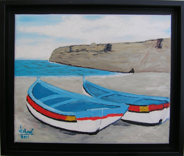 Dois barcos Oil Canvas Landscaping