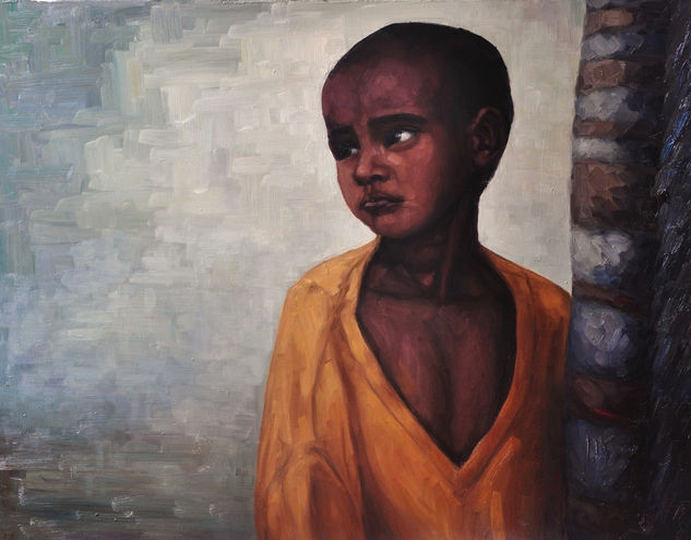 Niño Somalí Óleo Lienzo Retrato