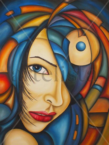 mirada al pensamiento Acrylic Canvas Figure Painting