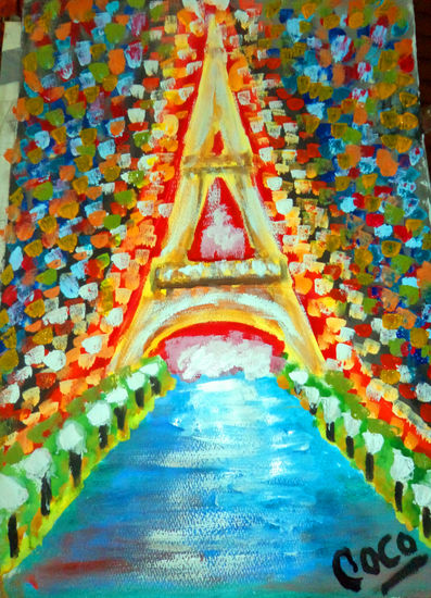 equilibrio Gouache Cartulina Paisaje