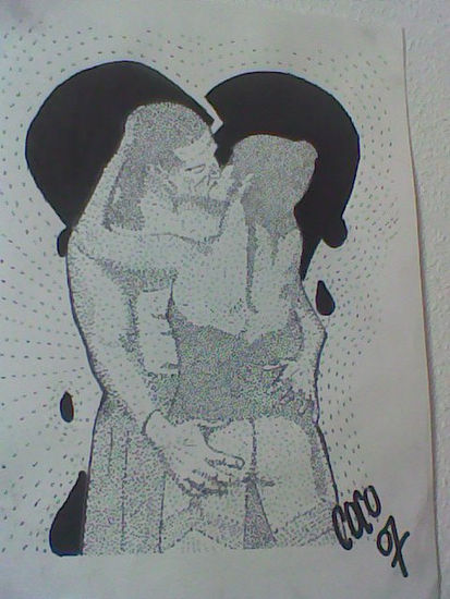 amor roto, pasión firme Felt-tip pen Card Nude Paintings