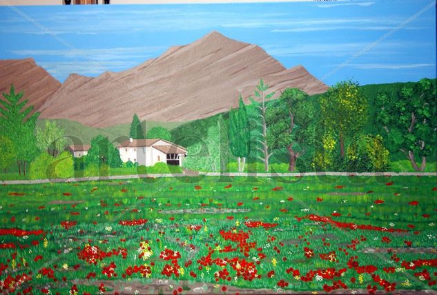 Camp de roselles Acrylic Canvas Landscaping