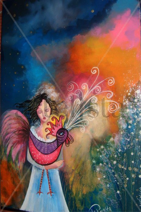 Mujer y gallo
