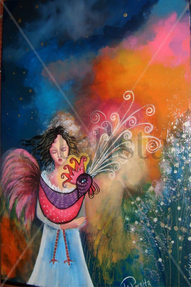 Mujer y gallo