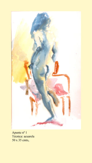 DESNUDO ,APUNTE NUMERO 1 Watercolour Paper Nude Paintings