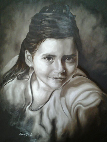 La hija del panda Oil Canvas Portrait