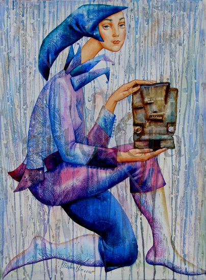 Lluvia de Tlaloc Watercolour Paper Figure Painting