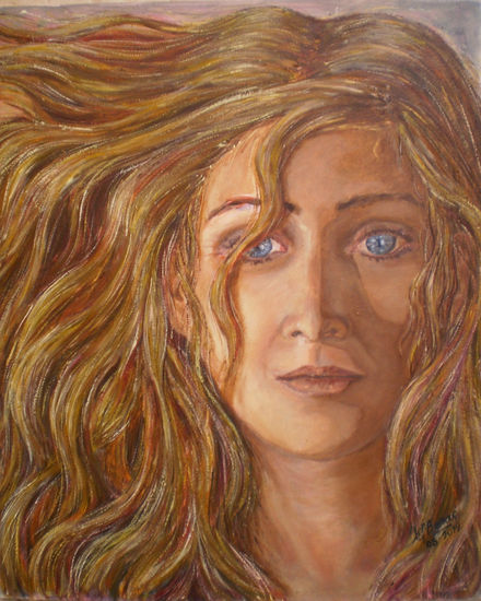 ojos estelares Oil Panel Portrait