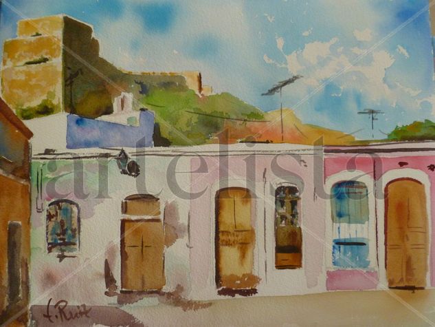 Almería y Alcazaba Acuarela Papel Paisaje