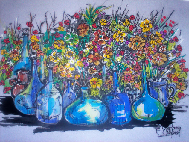 jarrones azules