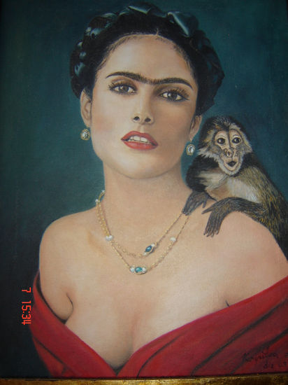 Frida el  sueño de salma Oil Canvas Portrait