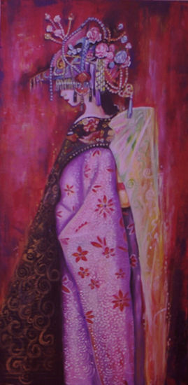 geisha Acrylic Canvas Figure Painting