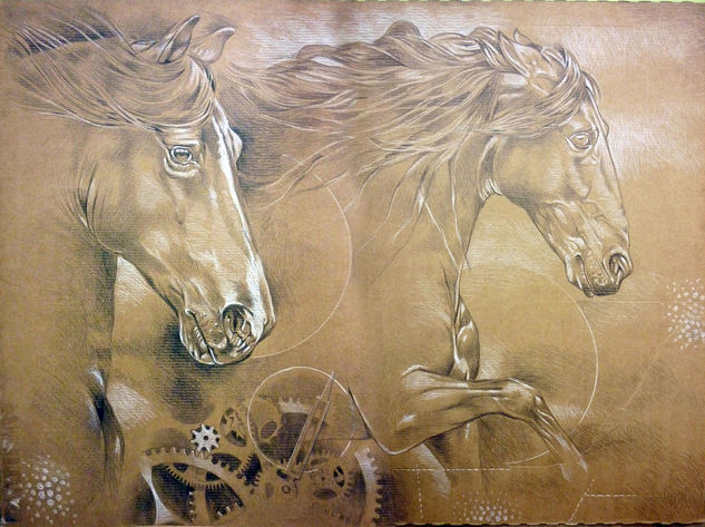 CABALLOS CONTRA TIEMPO Charcoal