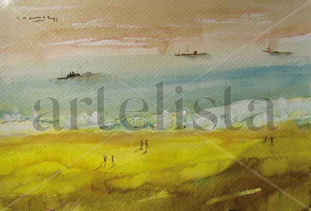 tres barcos Watercolour Paper Landscaping