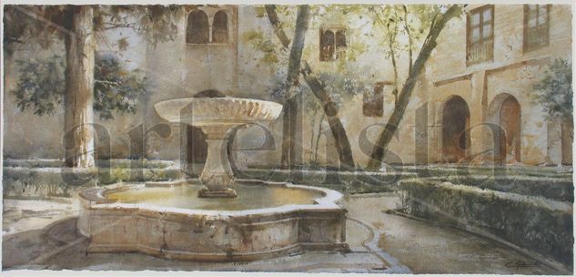 Patio de Lindaraja ( La Alhambra ) Watercolour Paper Landscaping