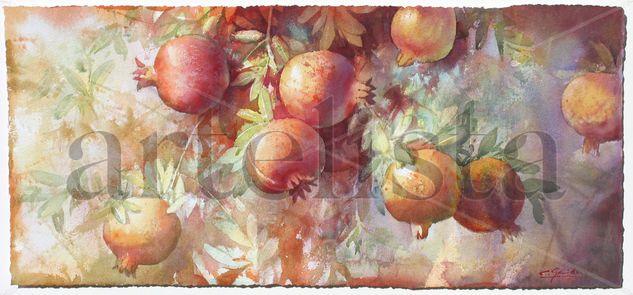 Granadas Watercolour Paper Still Life Paintings