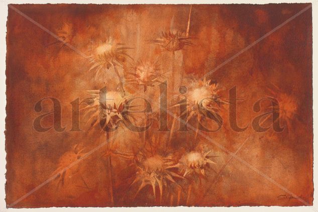 Cardos secos Watercolour Paper Floral Painting