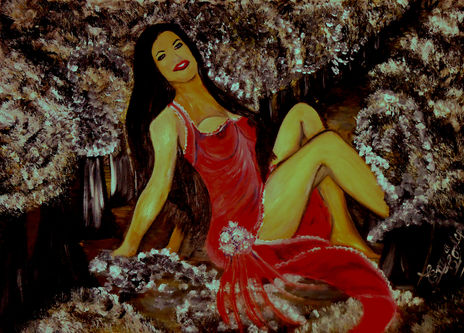 Vestida de rojo te...