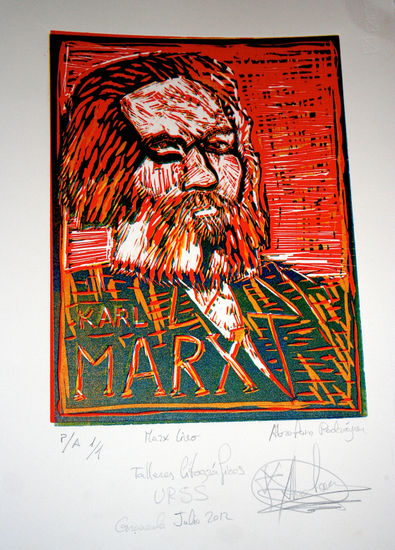 Marx Linocut Woodcut