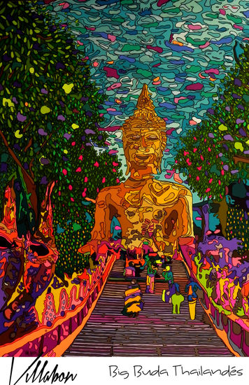 CARLOS VILLABON BIG BUDA THAI Acrílico Lienzo Paisaje