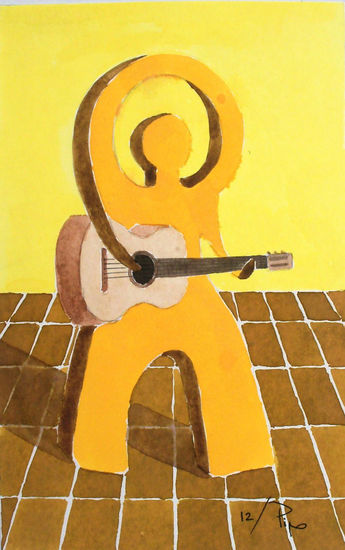 indalo guitarrista acustico 2 Watercolour Paper Others