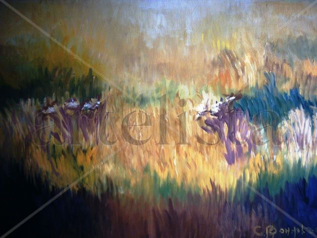 cardos violetas Oil Canvas Landscaping