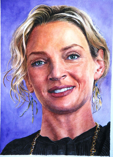 Una chica llamada Uma Watercolour Paper Portrait