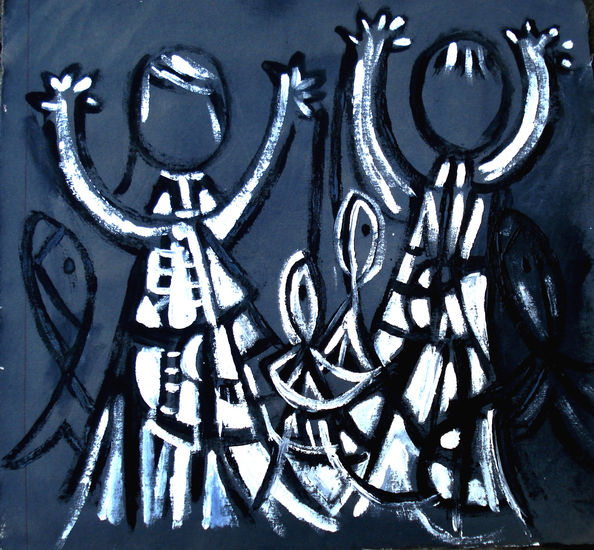 Niños Pescadores Oil Canvas Figure Painting