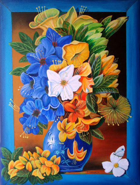 Flores y mariposa